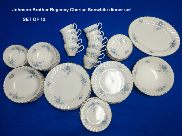 JOHNSON BROTHERS REGENCY BLUE ROSE DINNERWARE  SET in Kitchen & Dining Wares in Sudbury