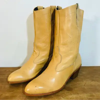 Vintage 70s mens cowboy western leather boots / homme, View more