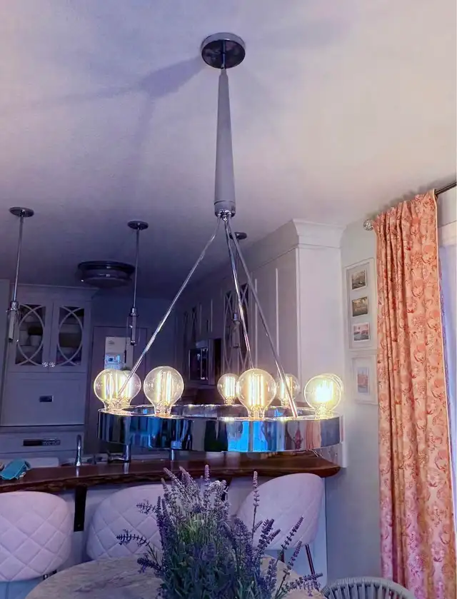Chandelier designer chrome/edison bulbs in Indoor Lighting & Fans in Kitchener / Waterloo - Image 5