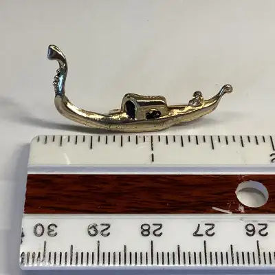 Vintage Gold Toned Metal Gondola Boat Brooch, View more
