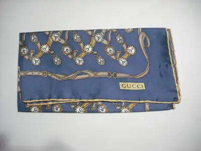 Men's Blue Silk Gucci Scarf Handkerchief, View more
