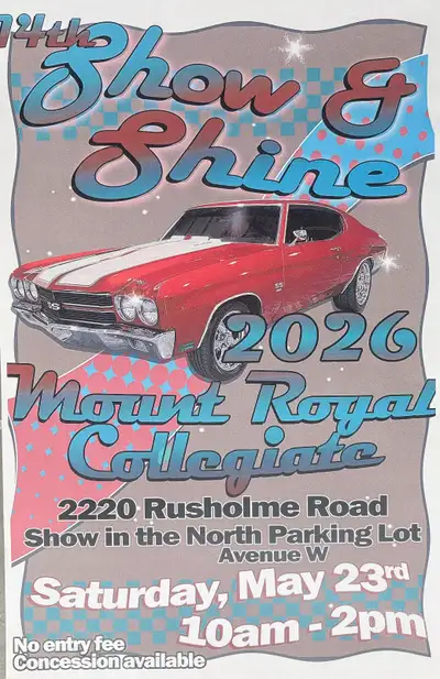 Mount Royal’s 14 annual Show and Shine When: Saturday May 23 from 10am-2pm Location: 2220 Rusholme R...