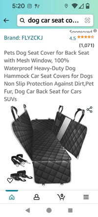  New Dog car seat cover with front net window 