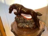 MCM Glazed Ceramic Jumping Brown Mare TV Lamp