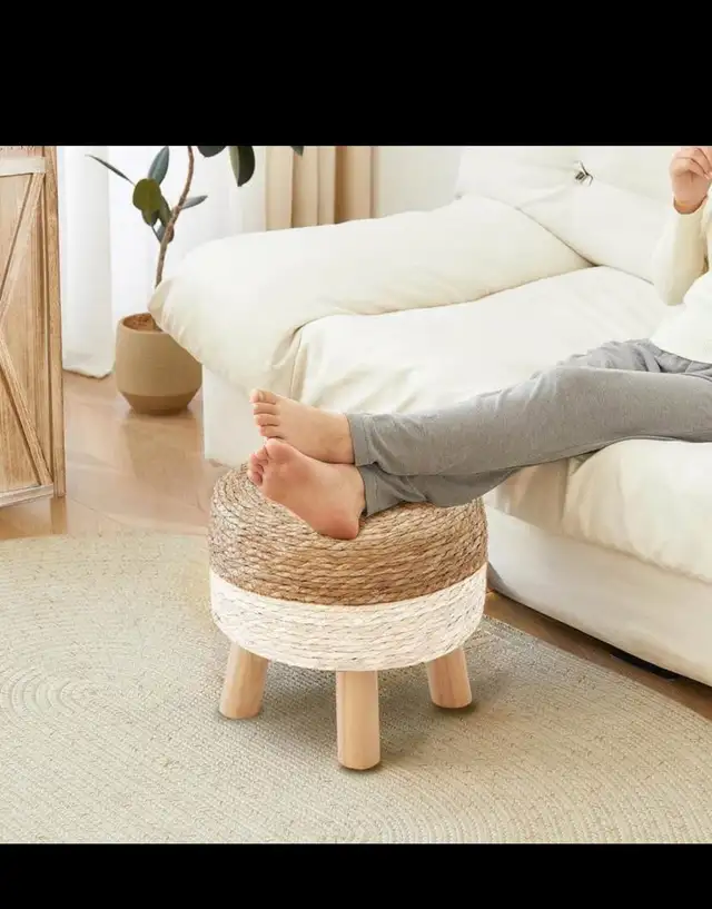 Round Ottoman NaturalSeagrass Footstool, Round Footstool with 4  in Other in Hamilton - Image 4