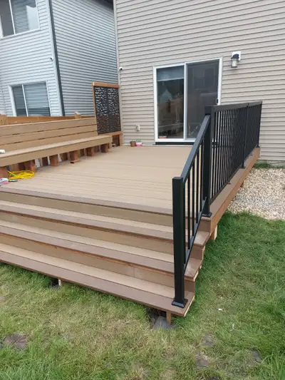 Landscaping service : Deck ( wood, vinyl, composite) Fence ( wood, vinyl, chain - link) Paving stone...