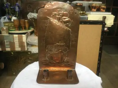 English Arts & Crafts Copper Galleon Wall Sconce, c.1900, View more