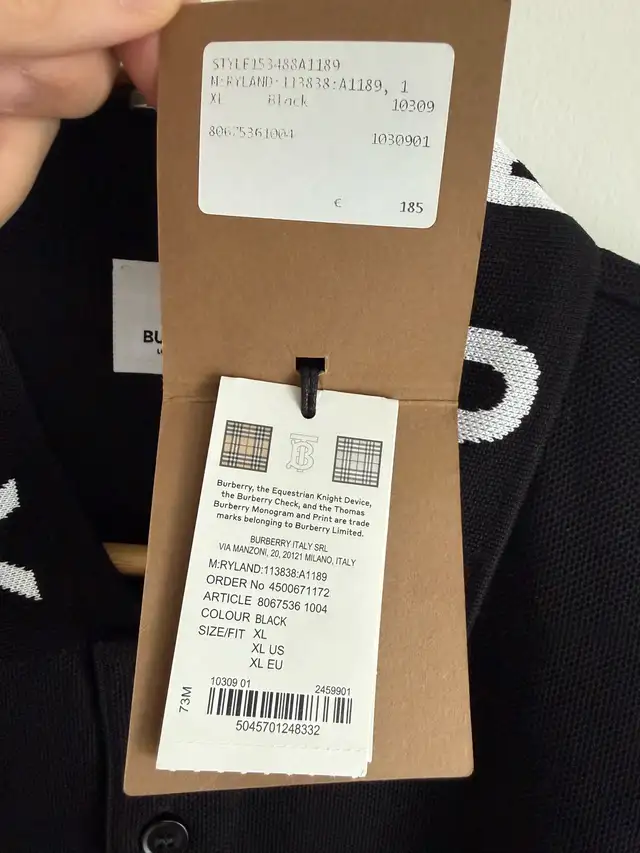 Burberry Men’s Black Polo Shirt Logo Collar Short Sleeve  in Men's in Markham / York Region - Image 4