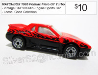 // MATCHBOX 1985 PONTIAC Fiero GT Turbo LOOSE \\
