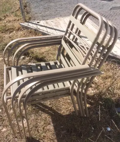4 metal patio chairs, no cushions-$25