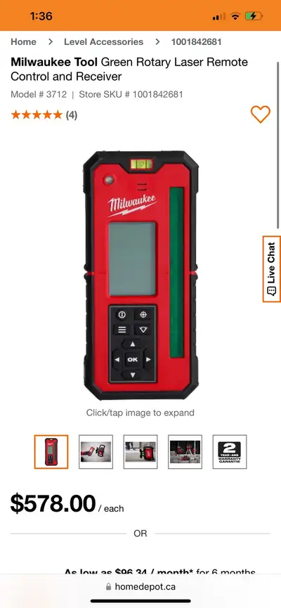 Milwaukee Tool Green Rotary Laser Remote Control and Receiver , View more