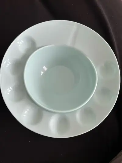 Snack serving platter with centre bowl, View more