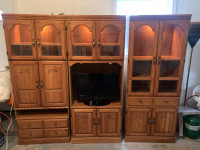 Wall unit(s), oak, 3 piece, display, tv stand