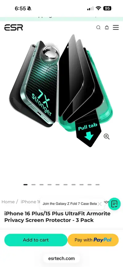 iPhone 16 Plus ESR screen protectors (x4), View more