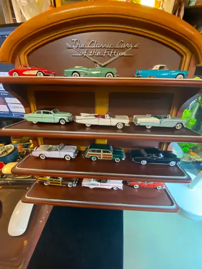 The Classic Cars Of The Fifties, Franklin Mint, 14 Cars w/Display Shelf, 1987