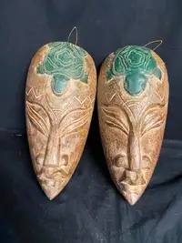 Pair of Indonesian Carved Wooden Masks