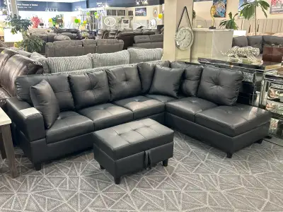 SECTIONAL SOFA WITH FREE STORAGE OTTOMAN, View more