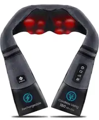 PORTABLE Cordless Neck Back Massager with Heat, Black