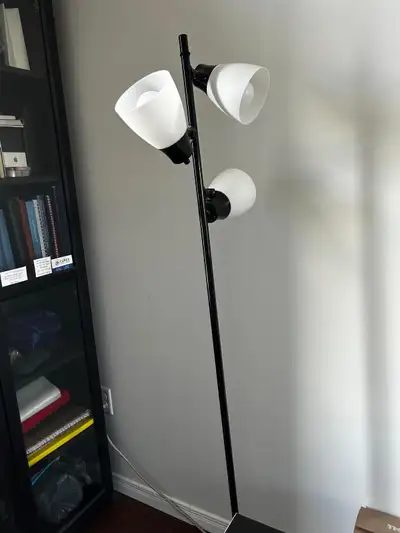 Tall elegant floor lamp, black and white