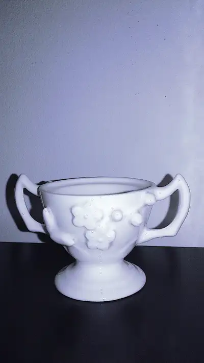 Vintage Egg Cup Porcelain Egg Holder raised flowers butterflies, View more