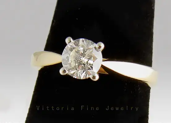 14KT Y/Gold 0.5CT Round Solitary Diamond Ring. Naturally Mined!63735878638083121