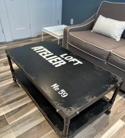 Industrial Style Coffee Table – Metal & Wood, View more