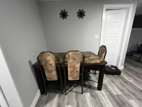 6 person marble/wood dining set