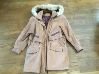 Tan suede leather coat, View more