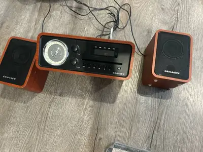 Crosley CR3012A Retro Stereo CD AM/FM Radio with 2 Speakers, View more