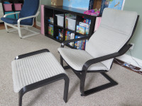 Ikea Poang Armchair & Footstool (black & grey)
