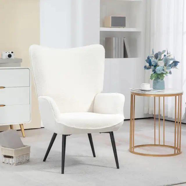 Accent Sherpa Chair, Upholstered Armchair, Fluffy Wingback Chair in Chairs & Recliners in Markham / York Region - Image 2