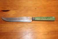 Single Old Mottled Green Bakelite or Catalin Dinner Knife