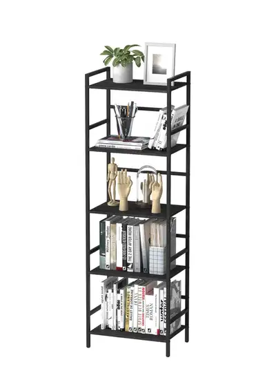 Black Tall Bookcase 5 Tier Book Shelf for Bedroom Industrial Boo, View more