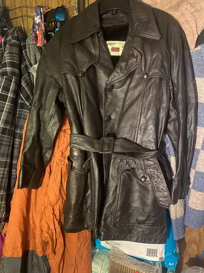 2 men’s vintage leather jackets, View more