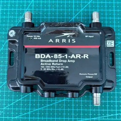 Broadband Drop Amp Active Return (BDA-85-1-AR-R), and a 3 way Splitter. From my old TV system and no...