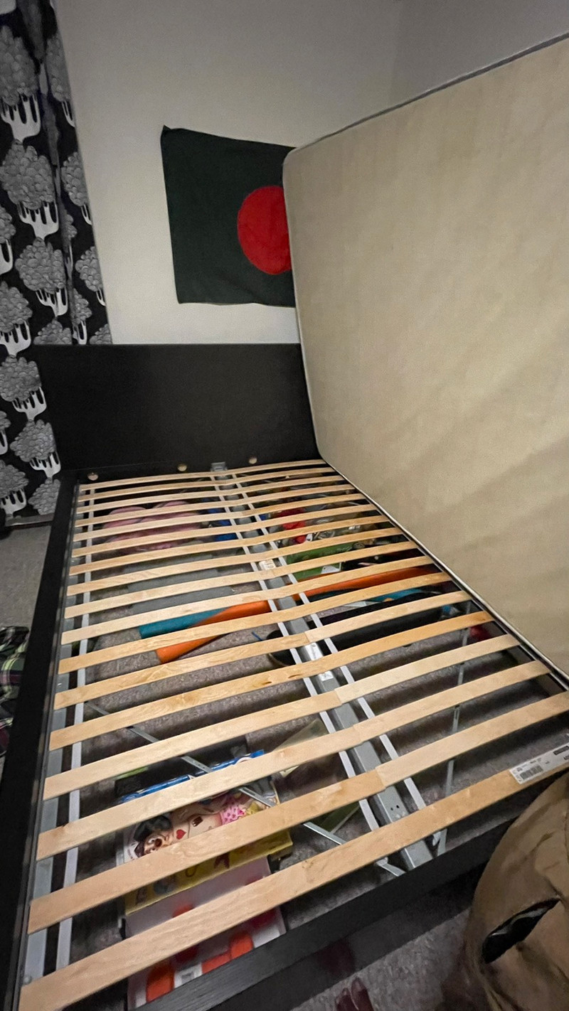 Ikea bed frame with mattess for sale 400. Leon’s love seat 100 Beds