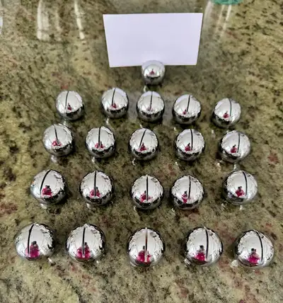 Crome finish metal Table Place Card Holder - 21 pieces. Perfect for your wedding, bridal shower or e...