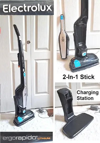 This quality Electrolux Ergorapido 2-in-1 Cordless Vac has a standalone charging stand. Features :-...