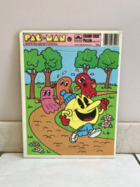 VINTAGE 1982 PAC-MAN GOLDEN FRAME TRAY PUZZLE TOY