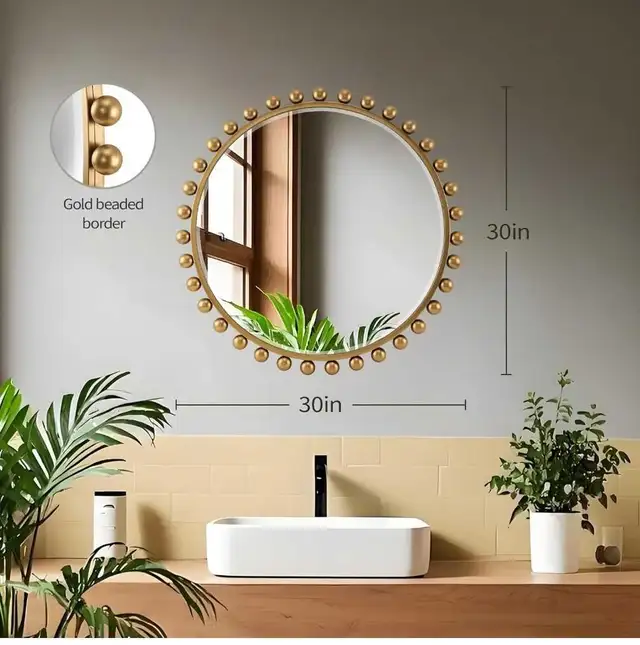 30 Inch Round Wall Mirror with Antique Gold *** BRAND NEW *** in Home Décor & Accents in Edmonton - Image 6