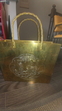 mcm vintage GioPonti style brass shopping bag mag holder planter