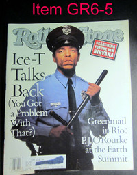 6-5 Rolling Stone Magazine Ice-T  Iss 637 August 20 1992