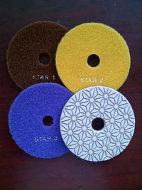 3 Step Star Wet Polishing Pads (4'' dia. w/ White Resin)