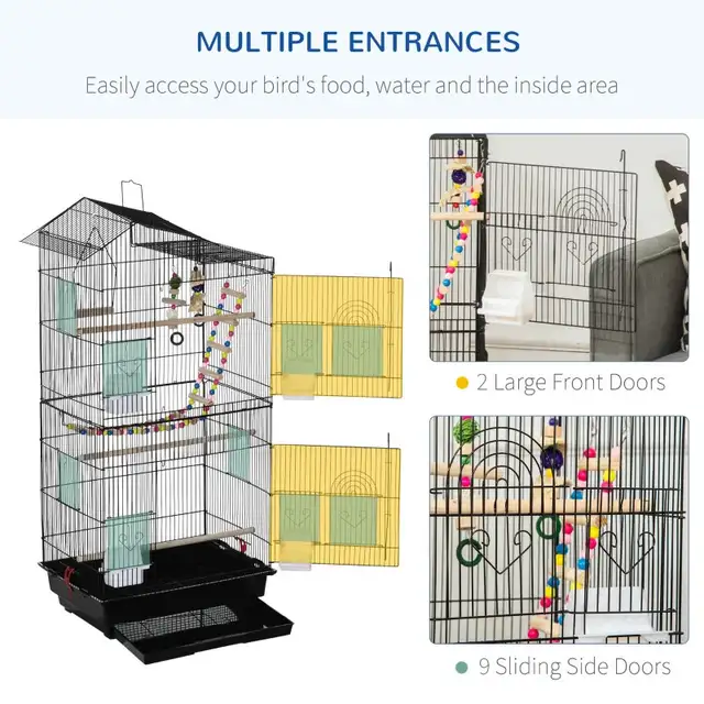 39"H Bird Cage for Budgie, Cockatiel, Conure, Small Birds, Black in Birds for Rehoming in Markham / York Region - Image 8