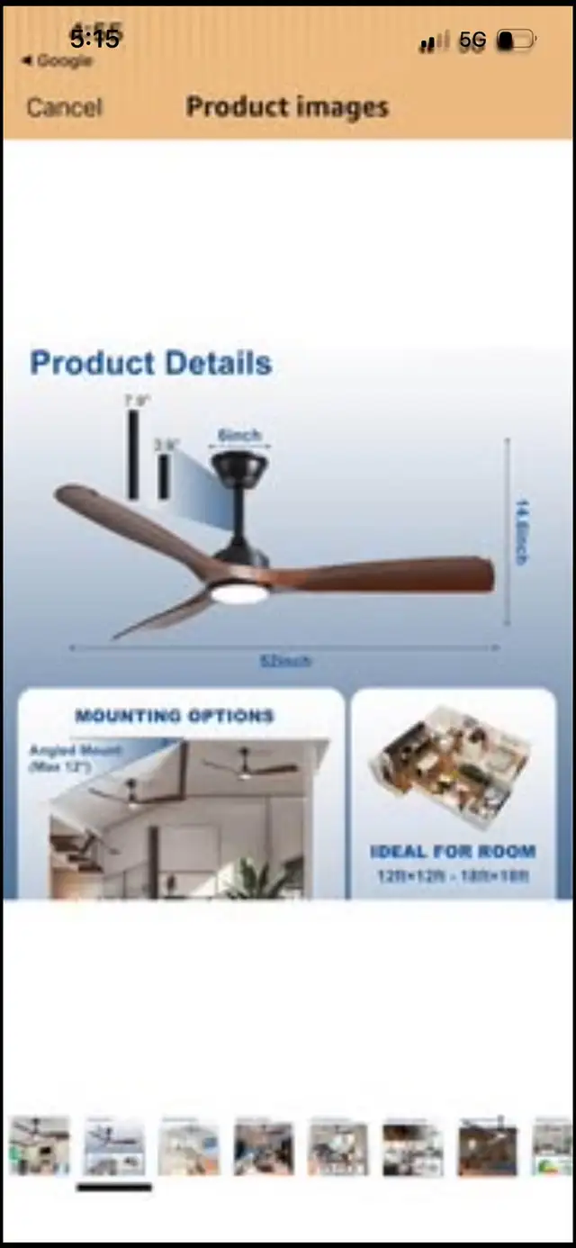 New OMBRIN 52 inch 3-blade ceiling fan with light in Indoor Lighting & Fans in Mississauga / Peel Region - Image 3