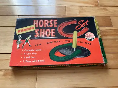 Jouet Antique, Auburn Toys Horse Shoe Rubber, Boîte Complète., View more