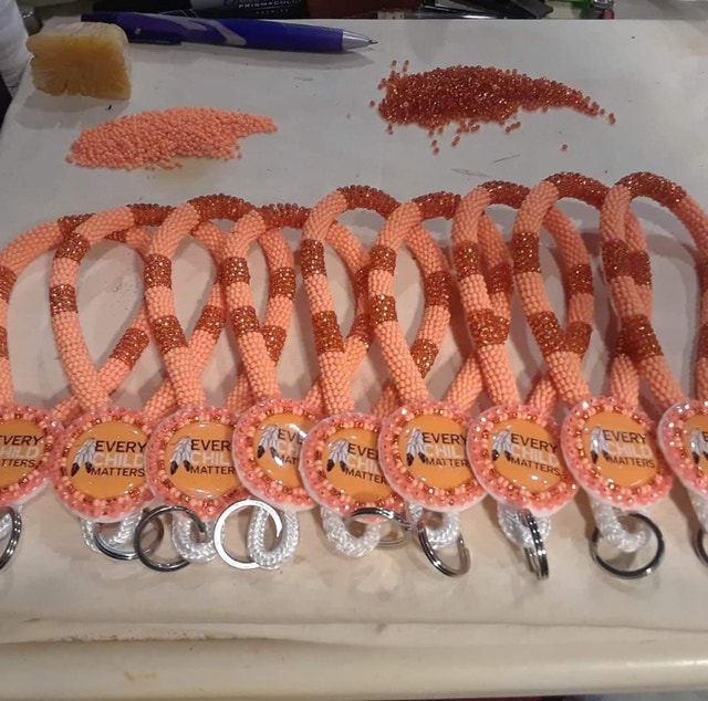 Every Child Matters beaded rope keychains, Indigenous handmade. Arts