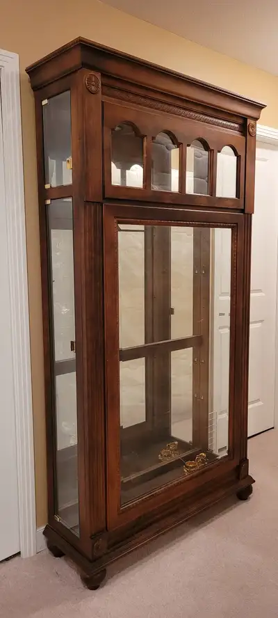 Curio with 4 Glass Shelves, Mirror Back, Interior Light, View more