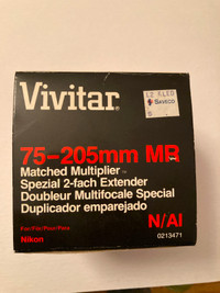 Vivitar MC 75-205 mm 2x Matched Multiplier Lens For Nikon Japan