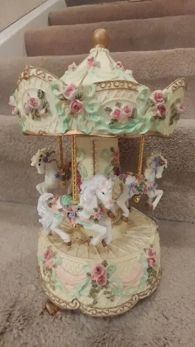 Porcelain Musical Carousel. Approx. height 9 inches